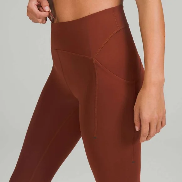 nwt Lululemon Power Thru 25" High Rise Dark Brown Tights